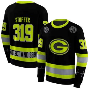 Personalized Green Bay Packers Safety Motif Black Neon Green AOP Sweatshirt