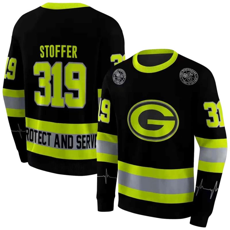 Personalized Green Bay Packers Safety Motif Black Neon Green Aop Sweatshirt 1