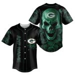 Personalized Green Bay Packers Skull Flower Baseball Jersey