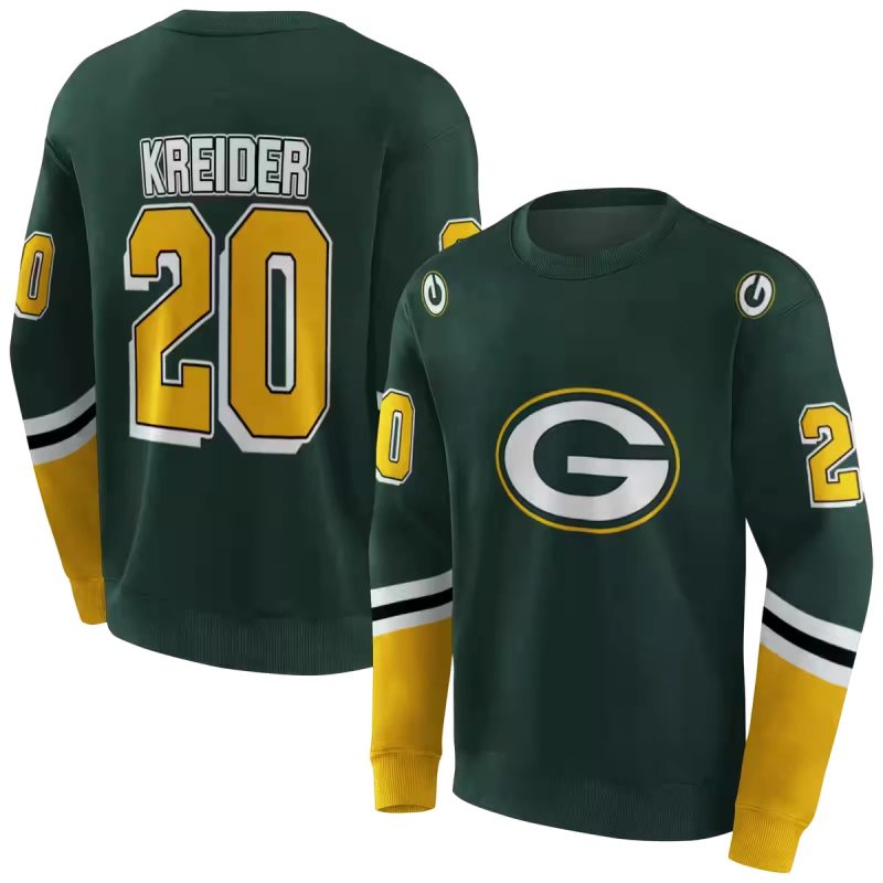 Personalized Green Bay Packers Striped Sleeves Green Aop Sweatshirt 1