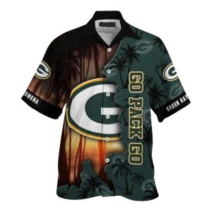 Personalized Green Bay Packers Sunset Palm Hawaiian Shirt