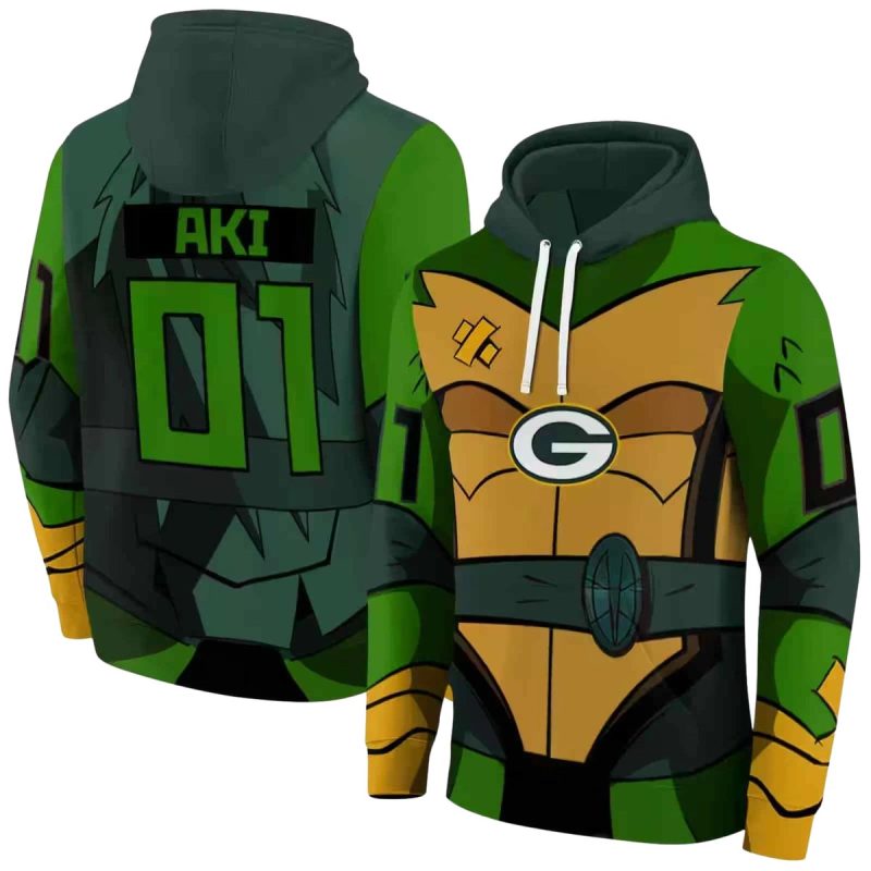 Personalized Green Bay Packers Superhero Armor Green Aop Hoodie 1