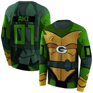 Personalized Green Bay Packers Superhero Armor Green AOP Sweatshirt