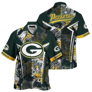 Personalized  Green Bay Tropical Palm Fronds Packers Hawaiian Shirt