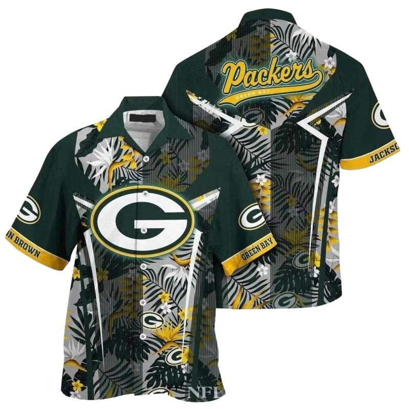 Personalized Green Bay Tropical Palm Fronds Packers Hawaiian Shirt 1