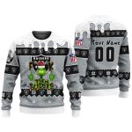 Personalized Grinch Fuck Them Las Vegas Raiders Funny Ugly Christmas Sweater