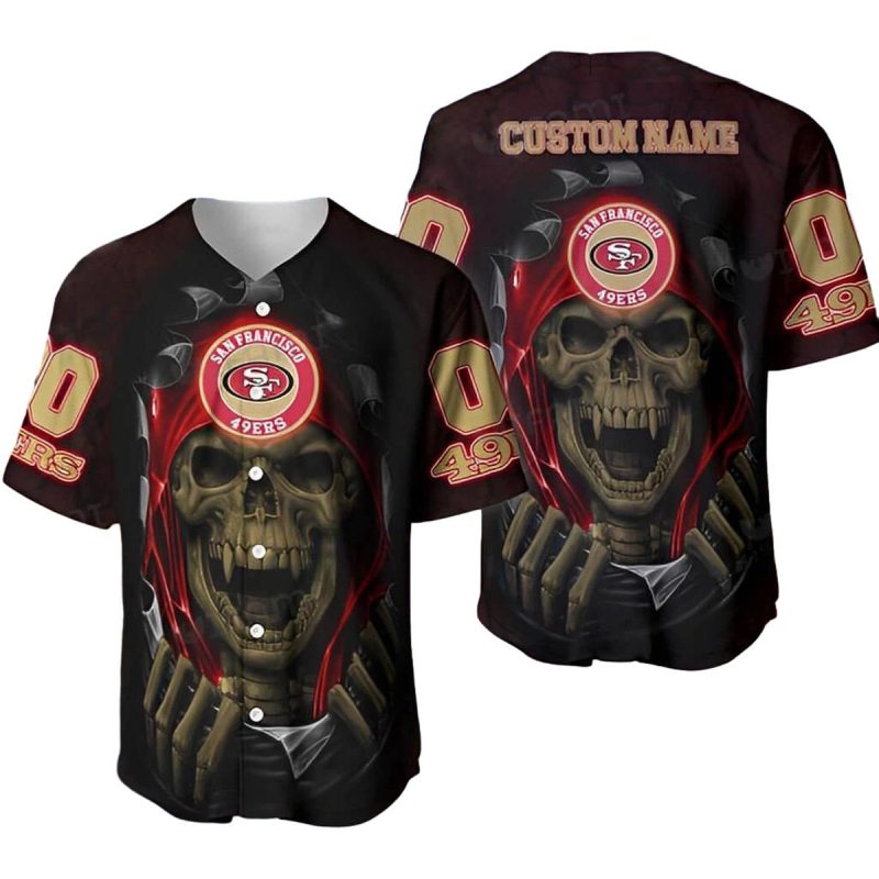 Personalized Horror Skull 49Ers Baseball Jersey 1