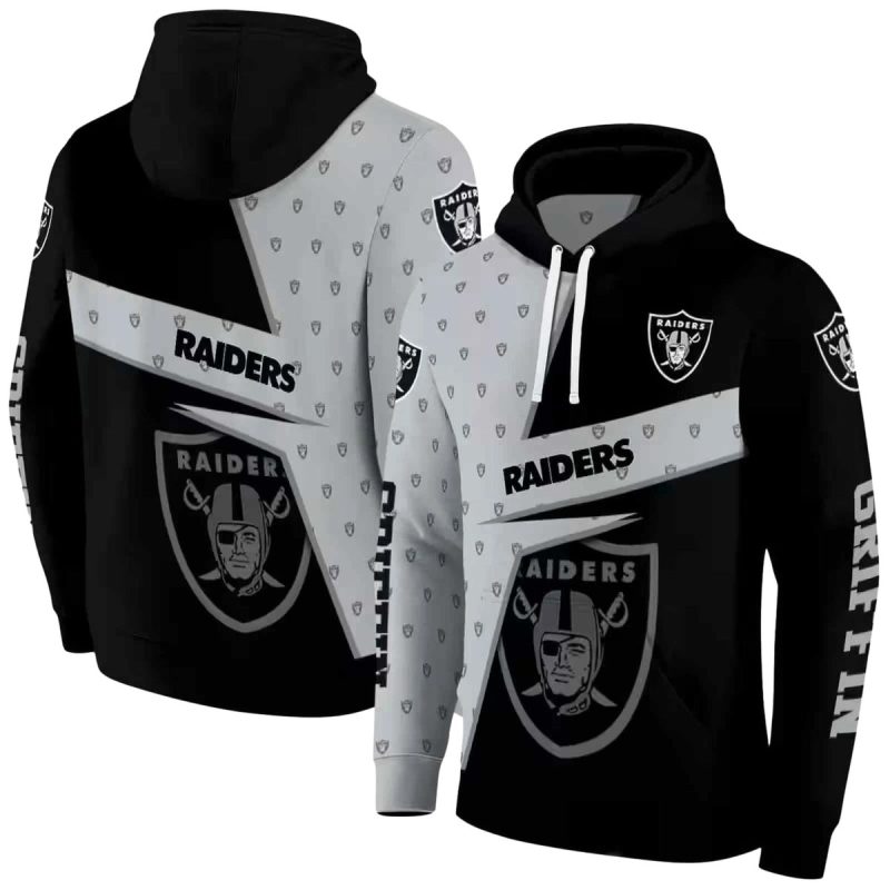 Personalized Las Vegas Raiders Abstract Shape Black Aop Hoodie 1