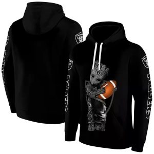 Personalized Las Vegas Raiders Baby Groot Black AOP Hoodie