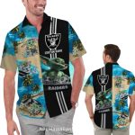 Personalized Las Vegas Raiders Baby Yoda On Beach Hawaiian Shirt
