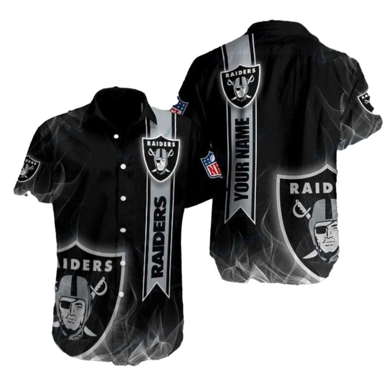 Personalized Las Vegas Raiders Badge Smoke Hawaiian Shirt 1