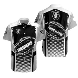 Personalized Las Vegas Raiders Ball Halftone Black And Silver Hawaiian Shirt