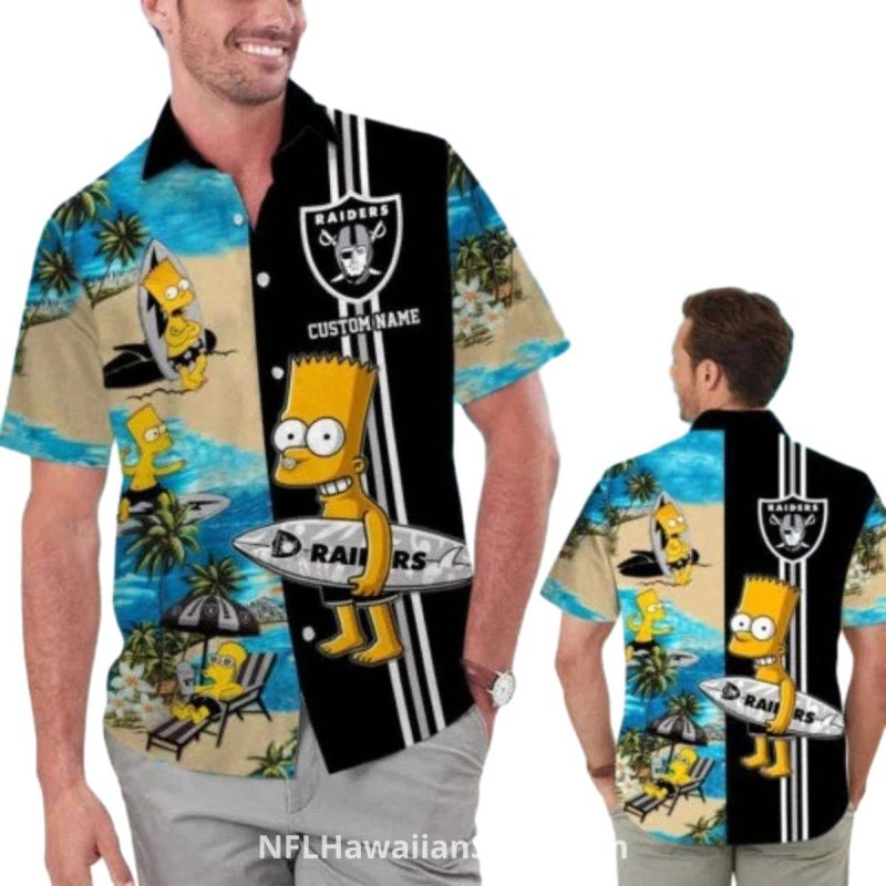 Personalized Las Vegas Raiders Bart Simpson Surfing Hawaiian Shirt 1