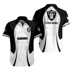 Personalized Las Vegas Raiders Black And White Swoosh Hawaiian Shirt