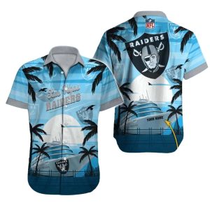 Personalized Las Vegas Raiders Blue Sunset Cruise Hawaiian Shirt