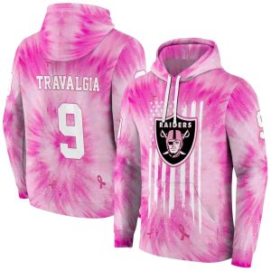 Personalized Las Vegas Raiders Cancer Support Pink AOP Hoodie