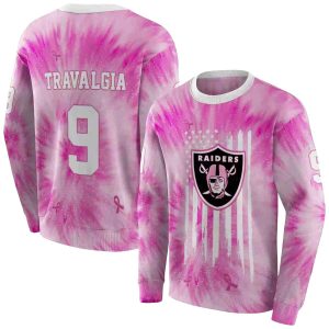 Personalized Las Vegas Raiders Cancer Support Pink AOP Sweatshirt