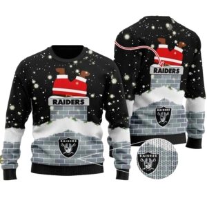 Personalized Las Vegas Raiders Chimney Santa Hat Funny Ugly Sweater
