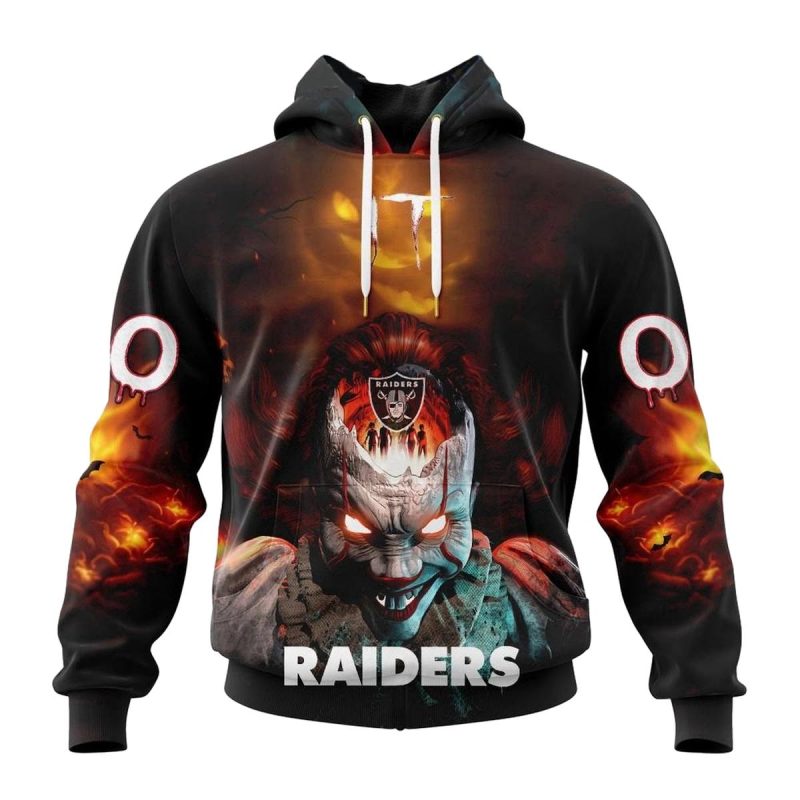 Personalized Las Vegas Raiders Clown Halloween Aop Hoodie 1