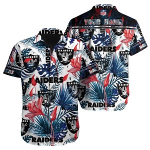 Personalized Las Vegas Raiders Colorful Tropical Leaves Hawaiian Shirt