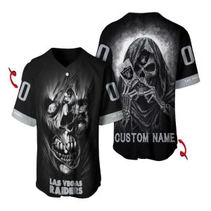 Personalized Las Vegas Raiders Dead Skull Halloween Black Baseball Jersey