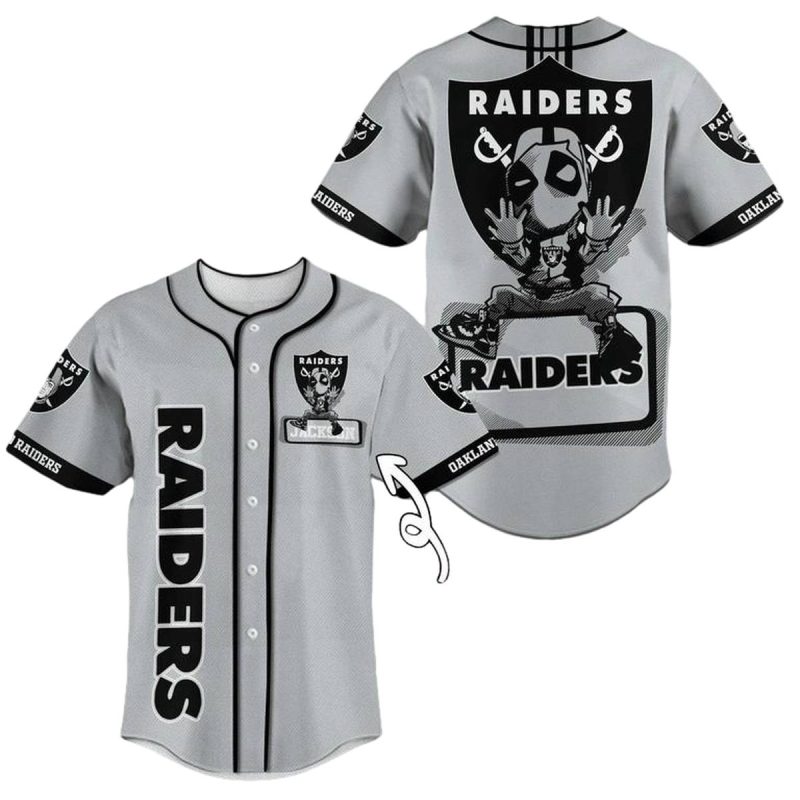 Personalized Las Vegas Raiders Deadpool Baseball Jersey 1