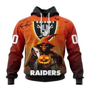 Personalized Las Vegas Raiders Death Skull Halloween AOP Hoodie