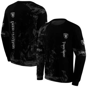 Personalized Las Vegas Raiders Deer Silhouette Black AOP Sweatshirt