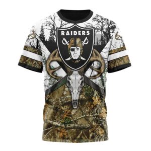 Personalized Las Vegas Raiders Deer Skull And Forest Pattern For Go Hunting AOP T-Shirt