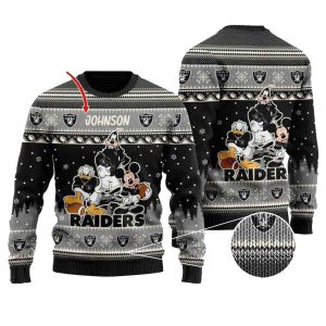 Personalized Las Vegas Raiders Disney Donald Duck Mickey Mouse Goofy Ugly Sweater
