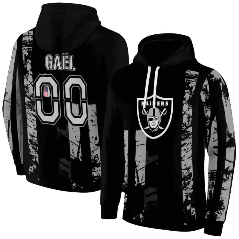 Personalized Las Vegas Raiders Distressed Flag Black Aop Hoodie 1