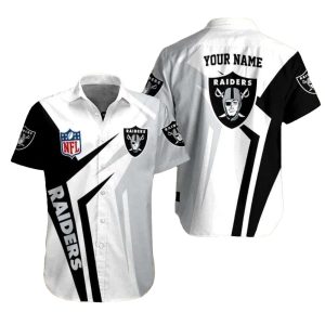 Personalized Las Vegas Raiders Executive Stripe Black And White Hawaiian Shirt
