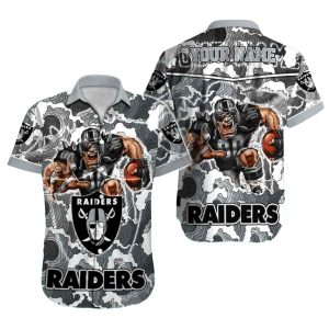 Personalized Las Vegas Raiders Fierce Player Storm Design Hawaiian Shirt