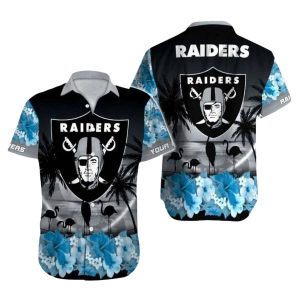 Personalized Las Vegas Raiders Flamingos And Tropical Night Hawaiian Shirt