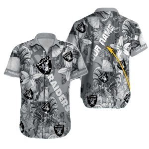 Personalized Las Vegas Raiders Floral Black And White Hawaiian Shirt