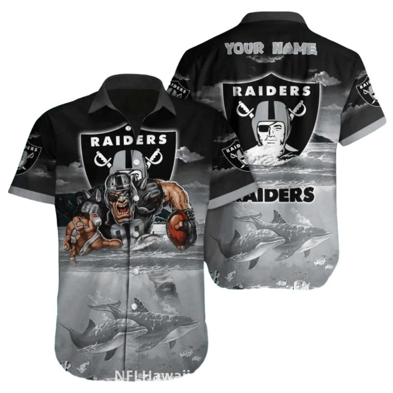 Personalized Las Vegas Raiders Football Player And Dolphins Art Hawaiian Shirt 1