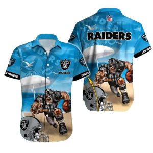 Personalized Las Vegas Raiders Football Player Beach Scene Hawaiian Shirt