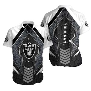 Personalized Las Vegas Raiders Geometric Fanfare Hawaiian Shirt