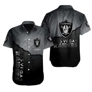 Personalized Las Vegas Raiders Gradient Hexagon Black Pattern Hawaiian Shirt