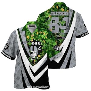 Personalized Las Vegas Raiders Green Shamrock And Gold Coins St Patrick Day Hawaiian Shirt