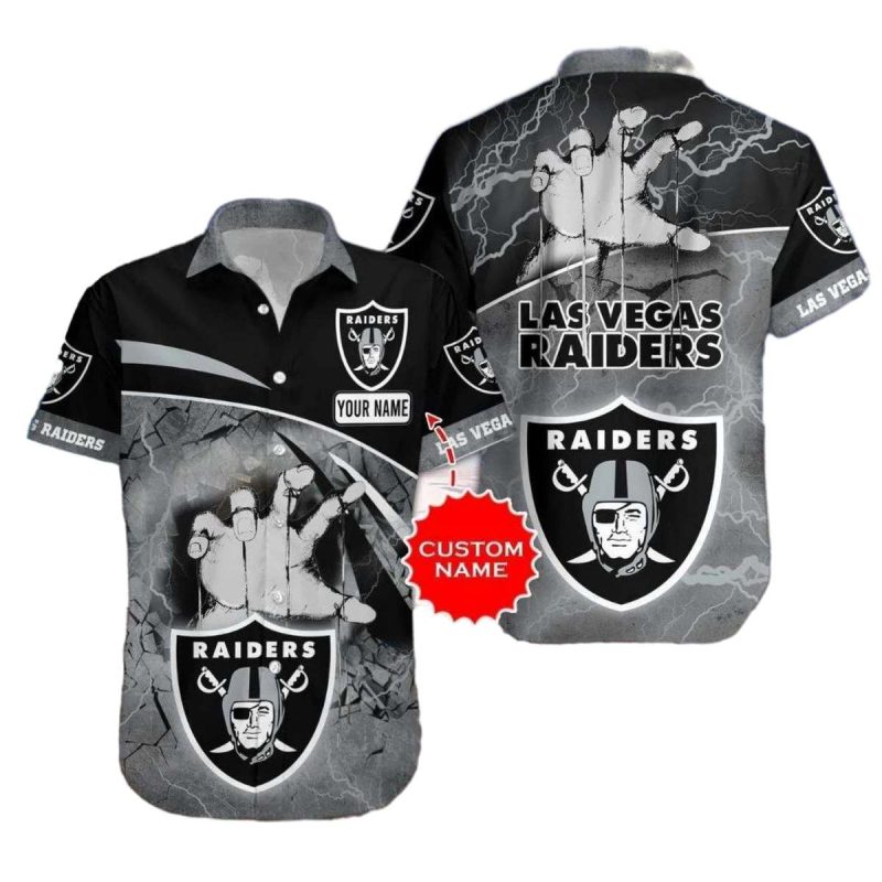 Personalized Las Vegas Raiders Halloween With Lightning Hawaiian Shirt 1
