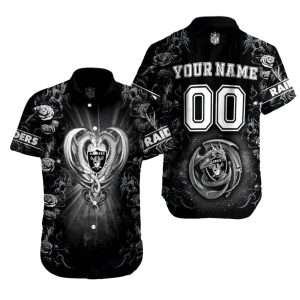 Personalized Las Vegas Raiders Heart Of Raiders Love Knot Dragon Hawaiian Shirt