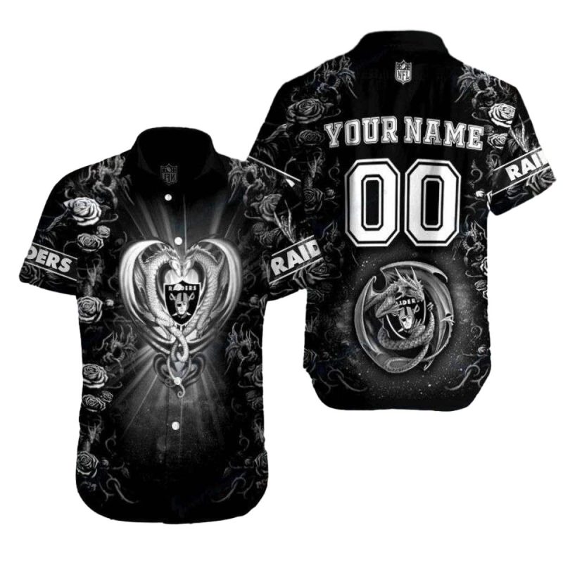 Personalized Las Vegas Raiders Heart Of Raiders Love Knot Dragon Hawaiian Shirt 1