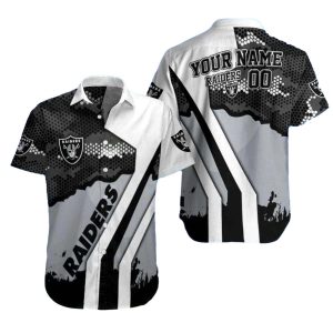 Personalized Las Vegas Raiders Hexagon Abstract Art Hawaiian Shirt