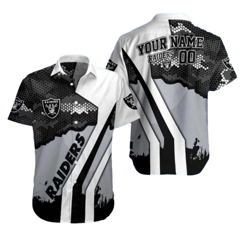 Personalized Las Vegas Raiders Hexagon Abstract Art Hawaiian Shirt 1