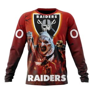 Personalized Las Vegas Raiders Horror Terrifier Ghoulish Halloween Day AOP Sweatshirt