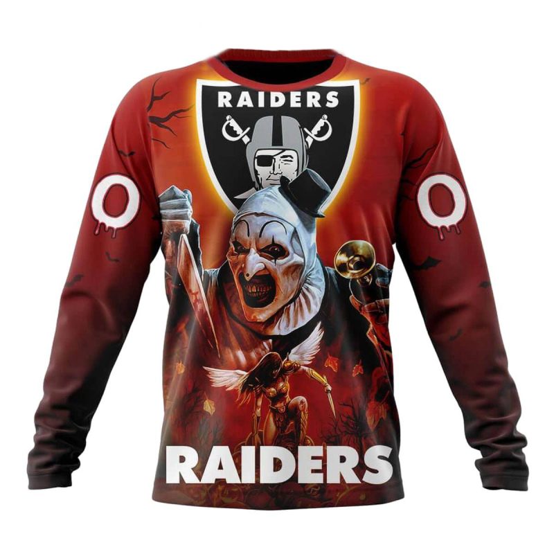 Personalized Las Vegas Raiders Horror Terrifier Ghoulish Halloween Day Aop Sweatshirt 1