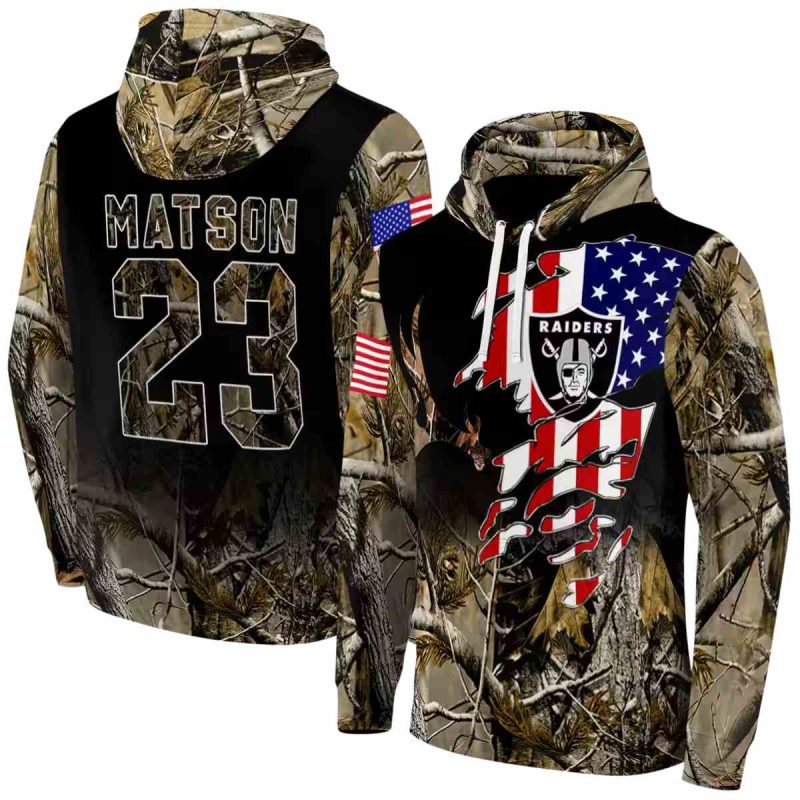 Personalized Las Vegas Raiders Hunting Camo Flag Aop Hoodie 1