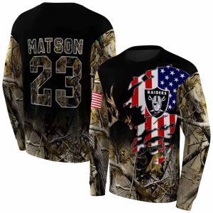 Personalized Las Vegas Raiders Hunting Camo Flag AOP Sweatshirt