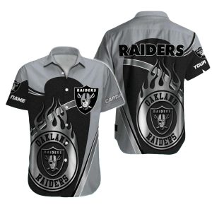 Personalized Las Vegas Raiders Logo And Black Flame Hawaiian Shirt